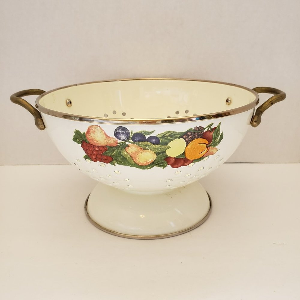 Vintage Regency Club Enamel Colander Strainer